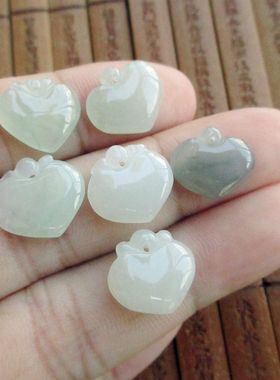 保真薄款小钱桃心小吊坠心型坠子21716缅甸玉天然A货翡翠玉H36