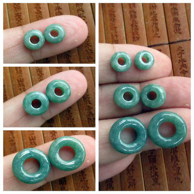 豆绿一对迷你款8-9.5mm豆绿玉扣