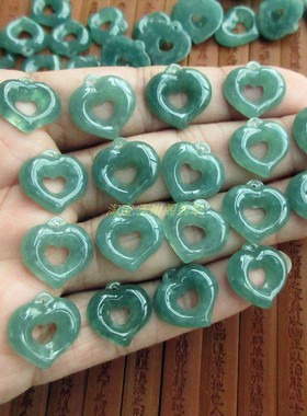小个爱心小桃心21456蓝水危料天然A货翡翠玉耳环小配件心心款H28