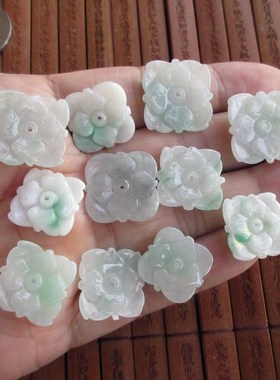 保真花件小坠子四角花四边花21780缅甸天然A货翡翠玉手链配件H34