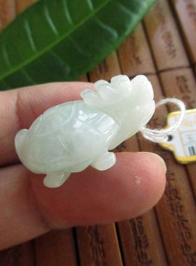 (双孔)加大立体龙龟龙头龟吊坠76506实物拍图缅甸玉天然A货翡翠玉