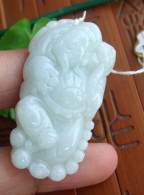 96762玉琳阁翡翠实物拍图缅甸玉天然A货翡翠玉财神爷吊坠牌送证书