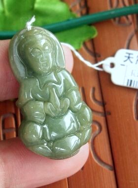 97881玉琳阁翡翠实物拍图缅甸玉天然A货翡翠玉油青玉观音吊坠37MM