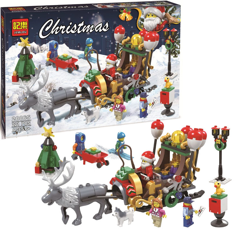 兼容乐高限定圣诞老人驯鹿雪橇车冬季益智拼插积木玩具男女孩礼物
