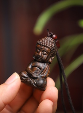 沉香木释迦摩尼佛项链吊