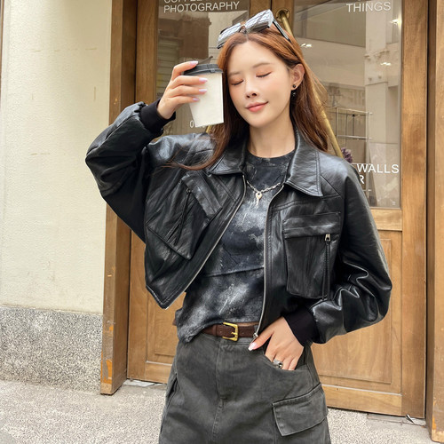 2026新款机车风PU皮衣夹克女短款