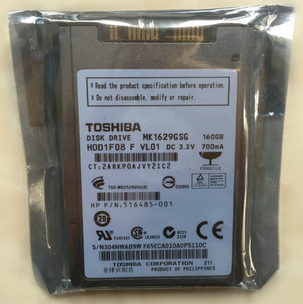全新原装1.8寸SATA串口东芝160G笔记本电脑摄像机硬盘MK1629GSG