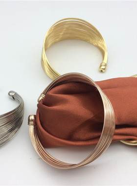 夸张开口宽手镯夜店拉丝金属手饰