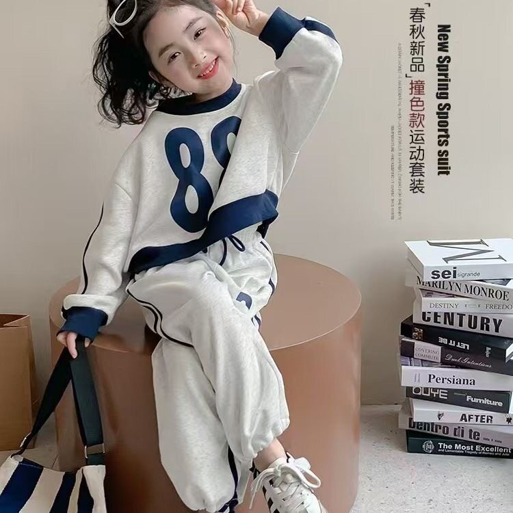 女童春装运动套装2025新款儿童春季套头卫衣洋气春秋款休闲