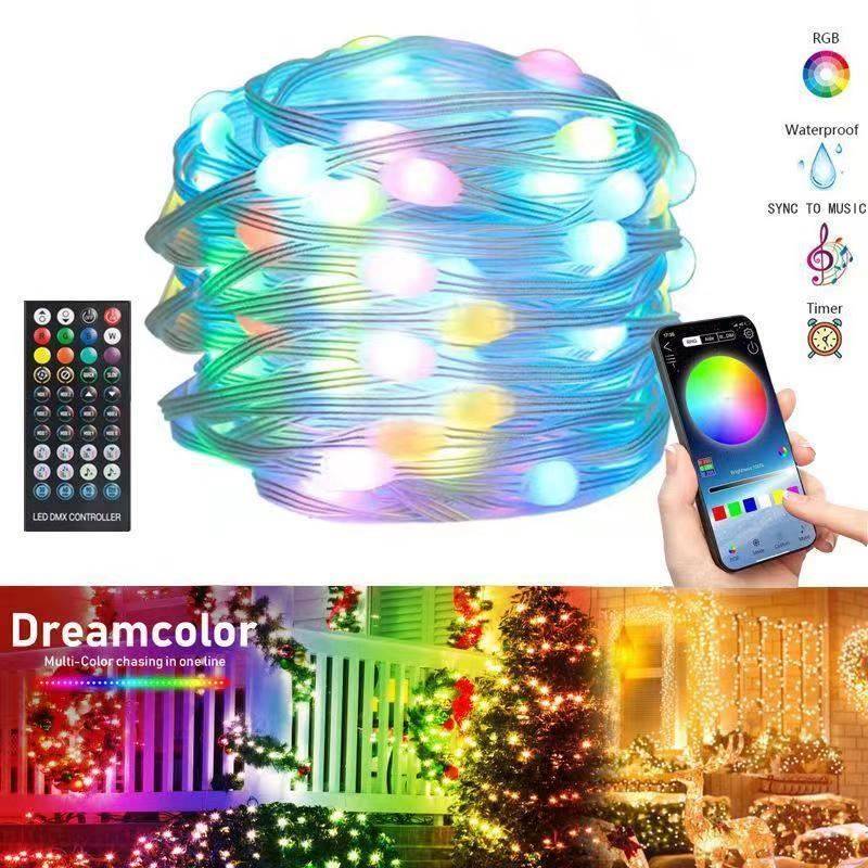 春节庭院门口装饰彩灯楼房阳台声控幻彩串串灯轻量化氛围灯户外灯