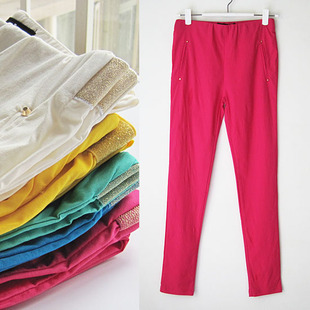 子女韩版 裤 cat纯色打底裤 高弹彩裤 松紧腰薄款 铅笔裤 第二件半价