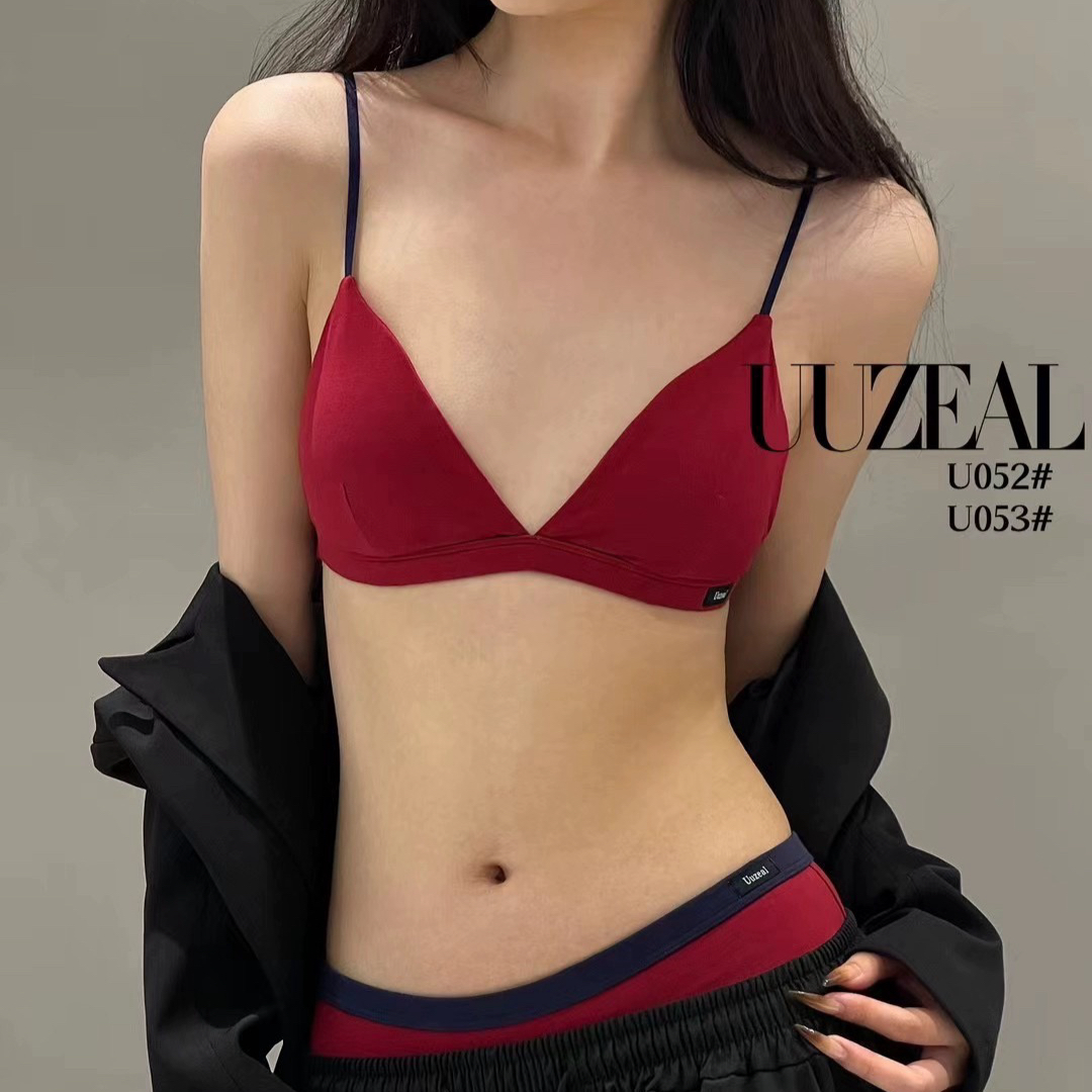 法式撞色设计薄款小胸内衣套装
