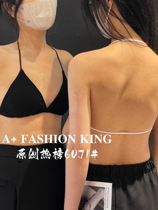 A+爆款夏季薄款三角杯撞色设计挂脖细带比基尼款性感美背文胸6071