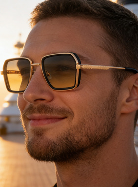 欧美风高颜值金属男士墨镜高级感