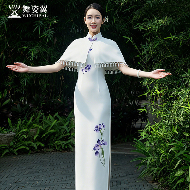 舞姿翼2026新款古典训练服走秀练功服旗袍形体服演出服白色女1561