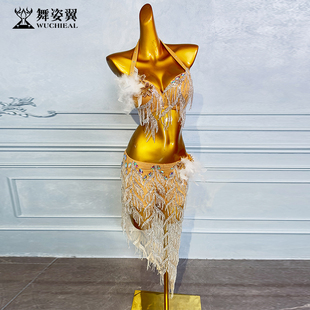 舞姿翼2024新款肚皮舞鼓舞演出服东方舞练功服套装杏色女wzy088