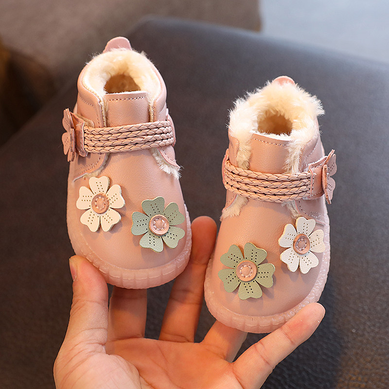学步鞋保暖女童公主鞋花朵