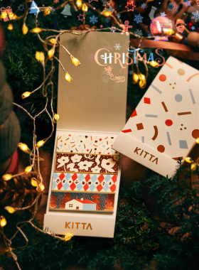 圣诞限定15弹 日本锦宫贴纸KITTA段状装饰和纸胶带分装手帐贴纸