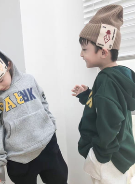 加绒不对称字母卫衣 码数110灰色