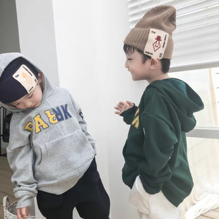 加绒不对称字母卫衣 码数110灰色