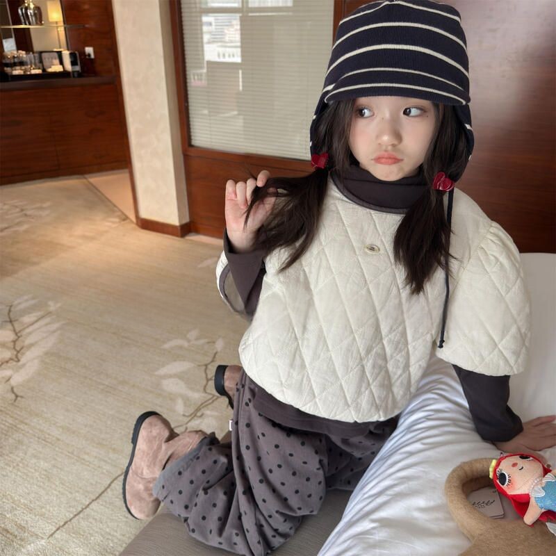古德家2026童装冬装女童秋冬季韩版夹棉短袖衬衫儿童衬衣