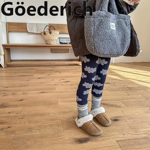 古德家 2023秋冬装童装新款 女童冬款加绒加厚打底裤儿童裤子