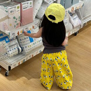 男女童裤子夏季2025新款儿童休闲裤棉宽松亲子遛弯裤男女宝防蚊裤