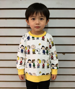 2026春款儿童卡通印花圆领长袖T恤男女童纯棉打底衫上衣