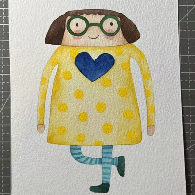 【三猫手绘】水彩画作品《Blue Monday》1529装饰画