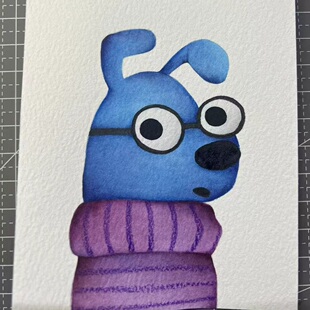 【三猫手绘】水彩画作品《高领毛衣》1747装饰画