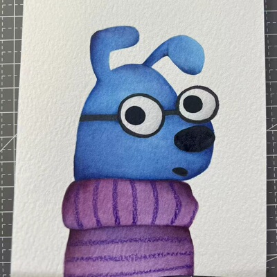 【三猫手绘】水彩画作品《高领毛衣》1747装饰画