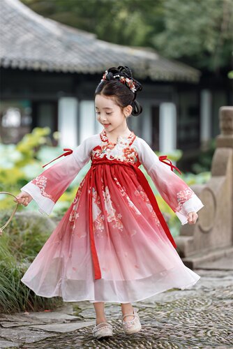 清仓汉服女童秋装新款古风连衣裙子春秋女孩唐装儿童超仙古装秋款