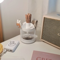 *Beautiful little aunt * ins white rotatable pen holder, snow dormitory table top, multi-function and multi compartment storage tube