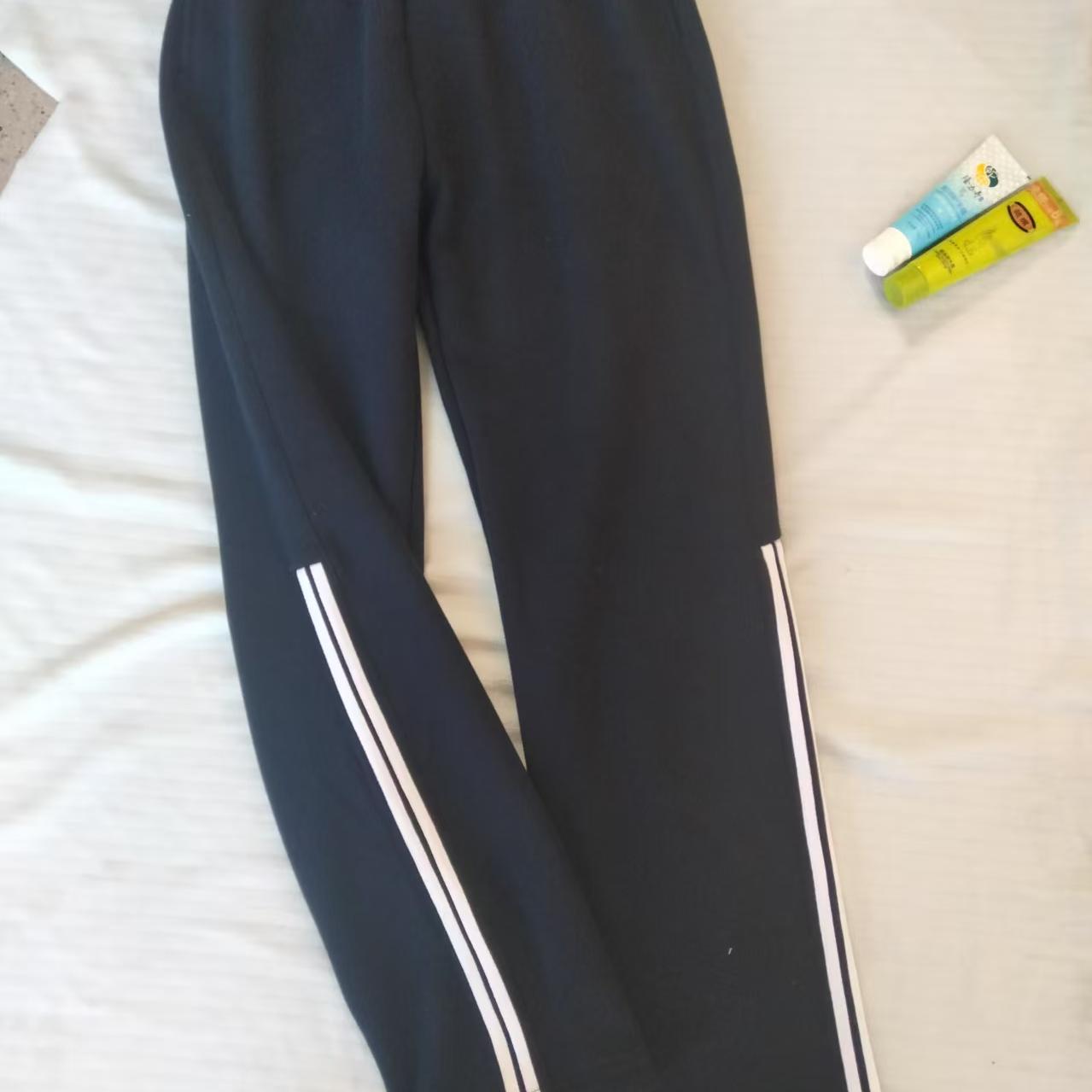 藏蓝色一体绒直筒秋冬半条校服裤