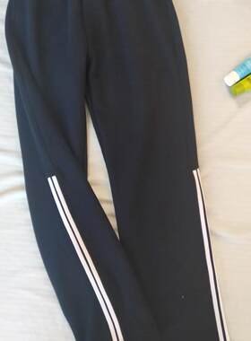 藏蓝色一体绒直筒秋冬半条校服裤