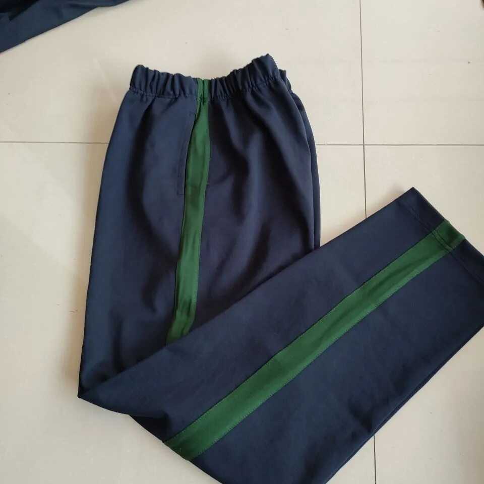 夏季薄款中小学生深蓝色藏蓝校服裤宽墨绿条宽杠运动休闲校裤裤子