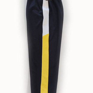 中小学生校裤纯棉深蓝藏青藏蓝色上白下黄宽杠紧口收口束脚校裤春