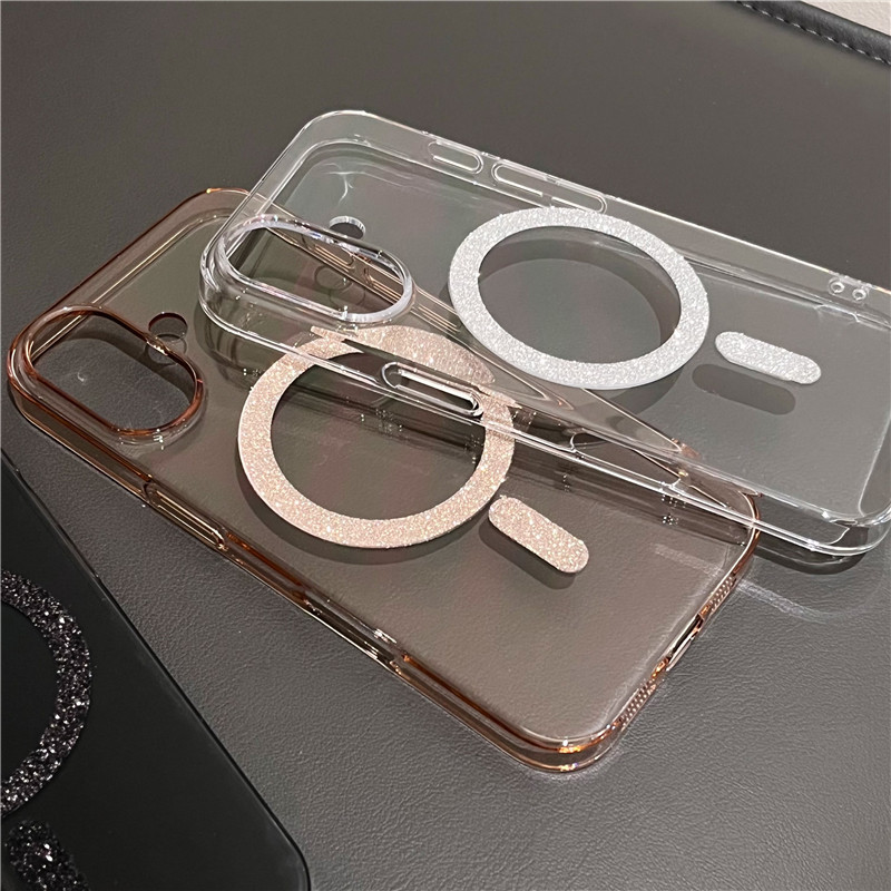 【不发黄】适用于iPhone16promax手机壳新款超薄透明苹果15闪粉磁吸plus简约14高级感13全包奢华12硬套
