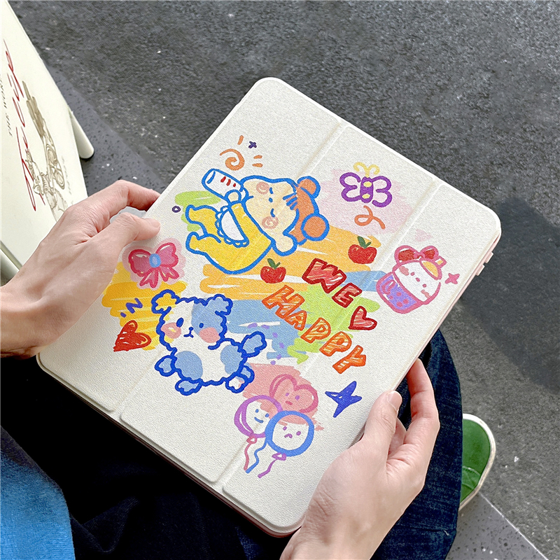 少女涂鸦卡通适用ipad保护套磁吸2021款pro平板带笔槽11英寸透明 3C数码配件 平板电脑保护套/壳 原图主图