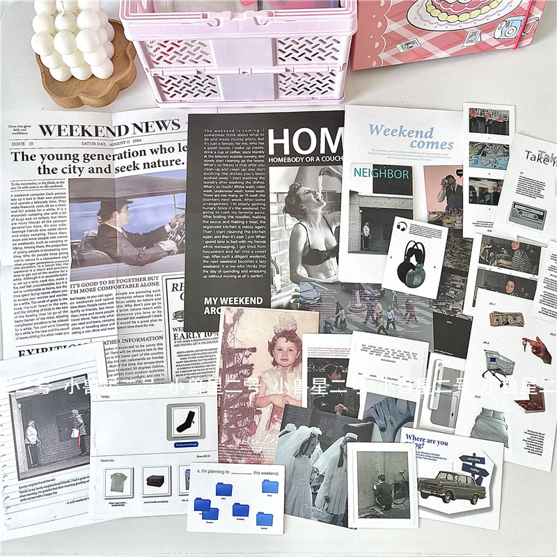 韩国同oab人物202hosil杂志风景复古报纸风手账装饰素材拼贴纸包