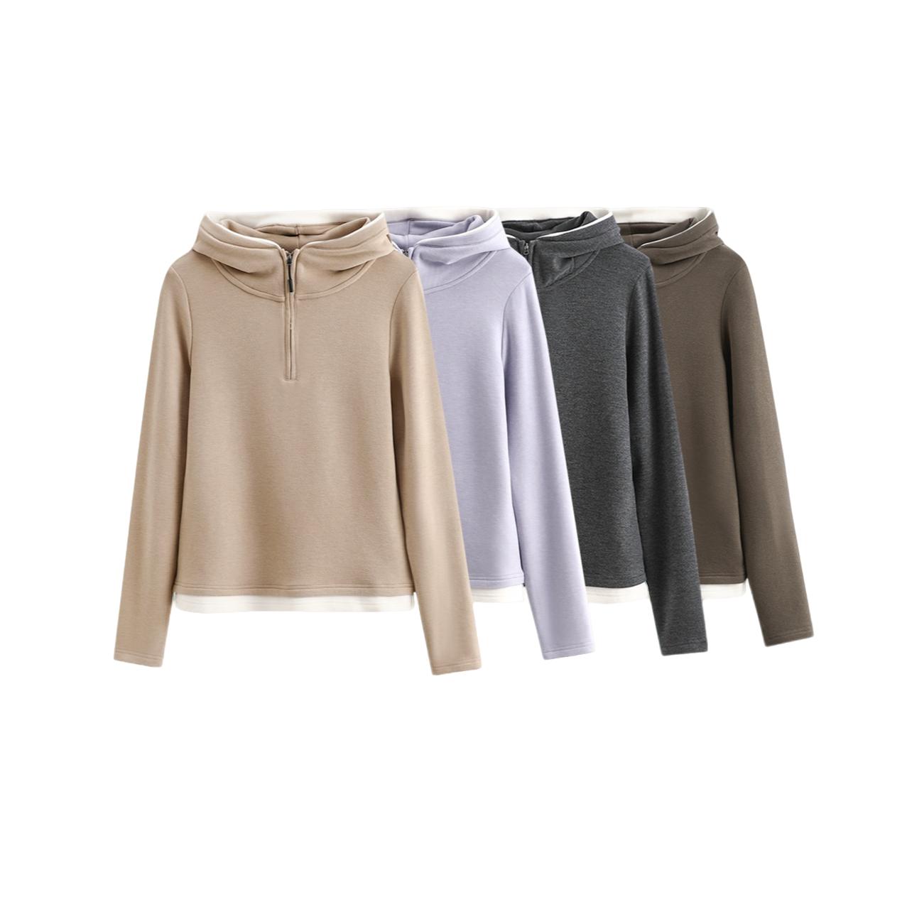 舒适主义半拉链连帽衫秋冬显瘦