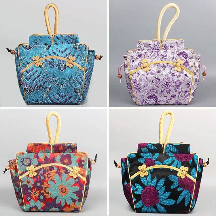 精选新年婚礼手拎包衣服造型手包手提包丝绸随手喜袋旗袍包唐装宝