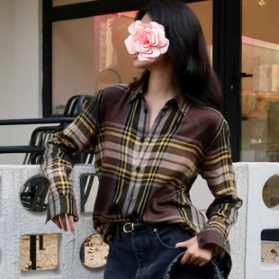 宋佳同款 不退不换 25新款 特惠249 真丝羊毛醋酸格子衬衣 原439