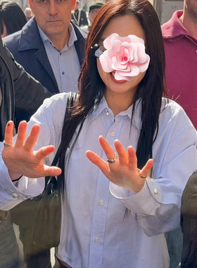 大口袋色织蓝白条纹纯棉短衬衣