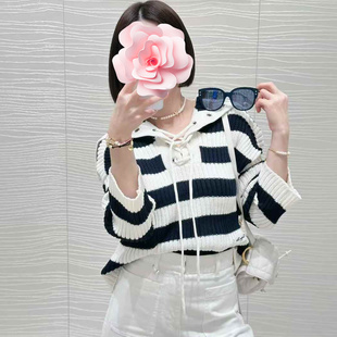 航海风交叉系带海军领条纹针织衫 不退不换 25新款 特惠269 原439