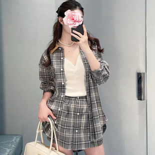 色织格子纯棉衬衣 不退不换 25新款 特惠259 高腰A摆半身裙 原439