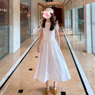 25新款 特惠269 纯棉短袖 T恤 连衣裙 不退不换 拼接褶皱A摆 原439