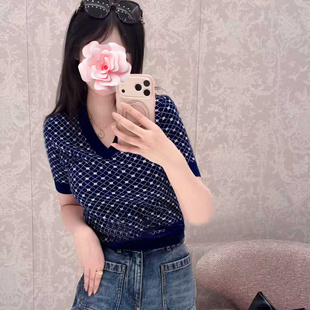 26新款 特惠259 撞色菱格 V领短袖 不退不换 羊毛针织衫 原439