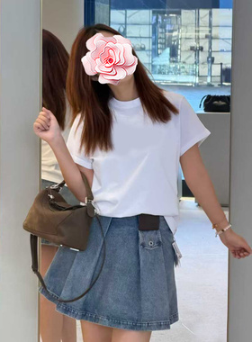 不退不换 原409 特惠239 26新款 搭盖口袋 高腰压褶A摆牛仔半身裙