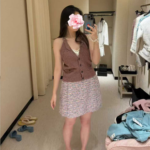 原439 水钻金扣 特惠289 香奶奶 羊毛针织背心 25新款 不退不换